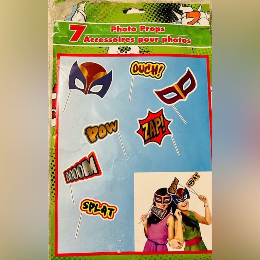 🍄NEW Photo Booth Props Super Hero Birthday Party Decorations Pictures Dress Up